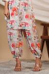 Bairaas Grey Muslin Floral Collared Neck Abstract Print Kurta And Afghani Pant Set Online at Aza Fashions Bairaas_Grey Muslin Floral Collared Neck Abstract Print Kurta And Afghani Pant Set_Online_at_Aza_Fashions