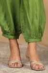 Bairaas_Green Muslin Printed Floral Collared Neck Floret Shirt Kurta And Afghani Pant Set_at_Aza_Fashions
