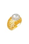 Shop_Tsara_Gold Plated Crystal Filgree Ring _at_Aza_Fashions