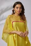 The Aarya_Yellow Chanderi, Viscose Sequins, Beads Boat Neck And Embroidered Kaftan _Online_at_Aza_Fashions