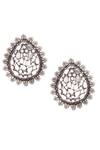 Shop_Sangeeta Boochra_Silver Plated Stones Embellished Earrings _at_Aza_Fashions