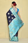 Shop_Samyukta Singhania_Blue Pure Banarasi Silk Woven Floral Saree With Running Blouse _at_Aza_Fashions