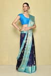 Buy_Samyukta Singhania_Blue Pure Banarasi Silk Woven Floral Saree With Running Blouse _Online_at_Aza_Fashions