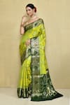 Buy_Nazaakat by Samara Singh_Green Pure Banarasi Silk Woven Floral Paisley And Saree With Running Blouse_at_Aza_Fashions