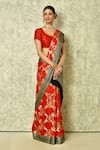 Buy_Samyukta Singhania_Red Pure Chiffon Georgette Woven Floral Flower Saree With Running Blouse _Online_at_Aza_Fashions