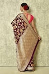 Shop_Samyukta Singhania_Wine Pure Chiffon Georgette Woven Floral Botanic Saree With Running Blouse _at_Aza_Fashions