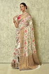 Buy_Samyukta Singhania_White Pure Chiffon Georgette Woven Botanic Pattern Saree With Running Blouse _at_Aza_Fashions