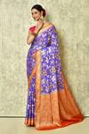 Buy_Samyukta Singhania_Purple Pure Chiffon Georgette Woven Botanical Pattern Saree With Running Blouse _at_Aza_Fashions