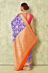 Shop_Samyukta Singhania_Purple Pure Chiffon Georgette Woven Botanical Pattern Saree With Running Blouse _at_Aza_Fashions