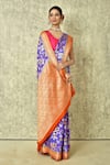 Buy_Samyukta Singhania_Purple Pure Chiffon Georgette Woven Botanical Pattern Saree With Running Blouse _Online_at_Aza_Fashions