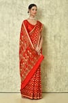 Buy_Samyukta Singhania_Red Pure Chiffon Georgette Woven Floral Botanic Saree With Running Blouse _Online_at_Aza_Fashions