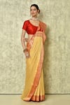 Buy_Samyukta Singhania_Off White Pure Chiffon Georgette Woven Bloom Pattern Saree With Running Blouse _Online_at_Aza_Fashions