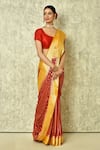 Buy_Samyukta Singhania_Red Pure Chiffon Georgette Woven Floral Bloom Saree With Running Blouse _Online_at_Aza_Fashions