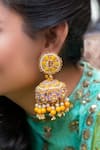 Buy_Kanyaadhan By DhirajAayushi_Yellow Beads Thread Embroidered Jhumkis _at_Aza_Fashions