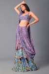 Poonam Dubey_Multi Color Organza Embroidered 3d Ruffle-tiered Pre-draped Saree With Blouse _Online_at_Aza_Fashions