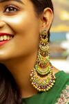 Buy_Kanyaadhan By DhirajAayushi_Green Beads Hand Embroidered Dangler Earrings _at_Aza_Fashions