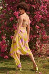 Shop_ZiP by Payal & Zinal_Yellow Georgette Print Floral Sweetheart Neck Ametrine Bralette With Skirt_at_Aza_Fashions