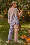 Shop_ZiP by Payal & Zinal_Pink Cotton Printed Flower Shirt Spread Collar And Flared Pant Set_at_Aza_Fashions