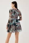 Shop_Koai_Multi Color Chiffon Leaf Pattern Tiered Skirt _at_Aza_Fashions