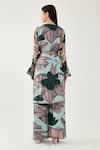 Shop Koai Multi Color Cotton, Silk Leaf Pattern Wide Legged Pant at Aza Fashions Shop_Koai_Multi Color Cotton, Silk Leaf Pattern Wide Legged Pant _at_Aza_Fashions
