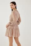 Shop_Koai_Pink Chiffon Stripe Pattern Tiered Skirt _at_Aza_Fashions