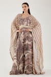 Buy_Koai_Pink Stripe Pattern Cape _at_Aza_Fashions