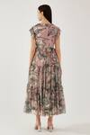 Shop_Koai_Pink Cotton, Silk V-neck Floral Pattern Tiered Dress _at_Aza_Fashions