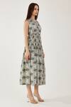 Buy Koai Green Cotton Round Neck Floral Pattern Dress Online at Aza Fashions Buy_Koai_Green Cotton Round Neck Floral Pattern Dress _Online_at_Aza_Fashions