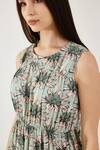Koai Green Cotton Round Neck Floral Pattern Dress at Aza Fashions Koai_Green Cotton Round Neck Floral Pattern Dress _at_Aza_Fashions