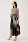 Buy_KoAi_Peach Heavy Cotton Silk Stripe Crinkled Pattern Skirt _Online_at_Aza_Fashions