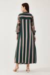 Shop Koai Peach Barcode Stripe Pattern Cape at Aza Fashions Shop_Koai_Peach Barcode Stripe Pattern Cape _at_Aza_Fashions