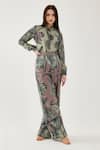 Buy_Koai_Green Muslin, Cotton, Silk Embroidery Bandeau Neck Tropical Floral Pattern Shirt _at_Aza_Fashions