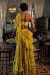 Shop_Paulmi and Harsh_Yellow Saree Banglori Chiffon Pre-stitched Ruffle With Blouse  _at_Aza_Fashions