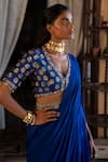 Paulmi and Harsh_Blue Saree Georgette Embroidery Sequin Pre-stitched With Blouse  _Online_at_Aza_Fashions