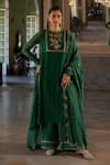 Buy_Paulmi and Harsh_Green Mallie Chanderi Embroidery Zari Round Kurta Set  _at_Aza_Fashions