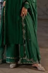 Paulmi and Harsh_Green Mallie Chanderi Embroidery Zari Round Kurta Set  _Online_at_Aza_Fashions