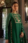 Buy_Paulmi and Harsh_Green Mallie Chanderi Embroidery Zari Round Kurta Set  _Online_at_Aza_Fashions