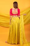 Shop_Monk & Mei By Sonia Anand_Yellow Silk Embroidery, Tassels Scoop Neck Floral Butti Lehenga Set _at_Aza_Fashions