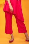 Shop_Monk & Mei By Sonia Anand_Pink , Satin Embroidery Collared Nusrat Tilted Hem Kurta With Pant _Online_at_Aza_Fashions