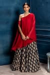 Buy_MONK & MEI BY SONIA ANAND_Black Georgette And Mulmul Woven Floral Mandala Raagini Top With Lehenga _at_Aza_Fashions