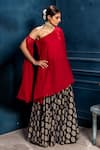 MONK & MEI BY SONIA ANAND_Black Georgette And Mulmul Woven Floral Mandala Raagini Top With Lehenga _Online_at_Aza_Fashions