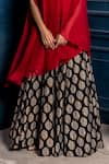 Monk & Mei_Black Georgette And Mulmul Woven Floral Raagini Top With Lehenga _at_Aza_Fashions