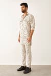 Son of A Noble Snob_Ivory 100% Linen Printed Balance Cai Shirt And Trouser Set  _Online_at_Aza_Fashions