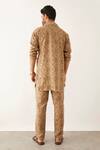 Shop_Son Of A Noble Snob_Brown Linen Metallic Thread Cai Clover Print Kurta Set_at_Aza_Fashions
