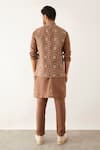 Shop_Son of A Noble Snob_Brown 100% Linen Printed Small Balance Geometric Bundi _at_Aza_Fashions