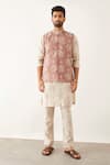 Buy_Son Of A Noble Snob_Purple Linen Embroidery Catchfly Floral Print Bundi_at_Aza_Fashions