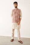 Buy_Son Of A Noble Snob_Purple Linen Embroidery Catchfly Floral Print Bundi_Online_at_Aza_Fashions