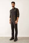 Son Of A Noble Snob_Black Linen Hama Shacket And Trouser Set_Online_at_Aza_Fashions