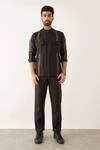 Buy_Son Of A Noble Snob_Black Linen Hama Shacket And Trouser Set_Online_at_Aza_Fashions