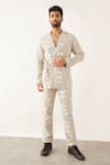 Buy_Son Of A Noble Snob_Ivory Linen Arfa Balance Print Blazer And Pant Set _at_Aza_Fashions